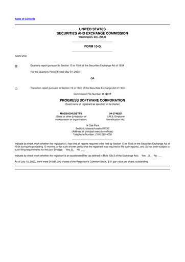 Thumbnail Progress Software
 10-Q Quarterly Report FY 