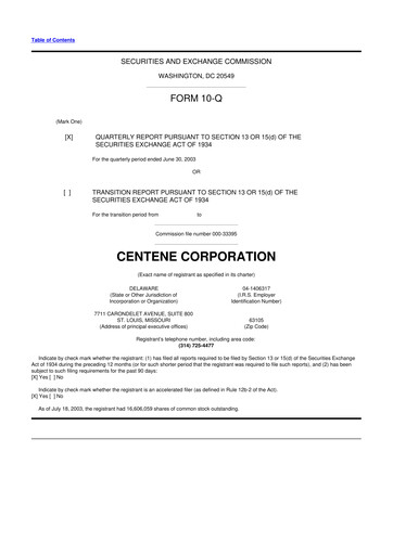 Miniature Centene 10-Q Rapport trimestriel  