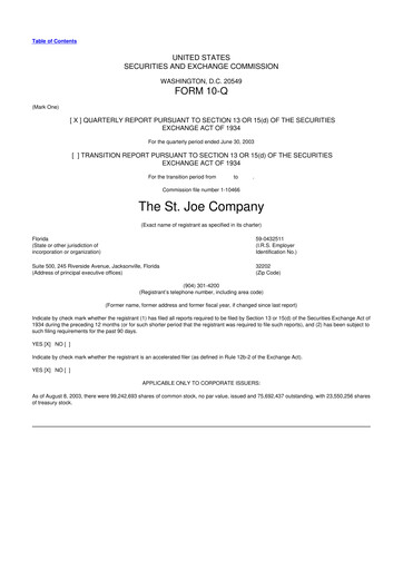 Thumbnail St. Joe Company
 10-Q Quarterly Report FY 