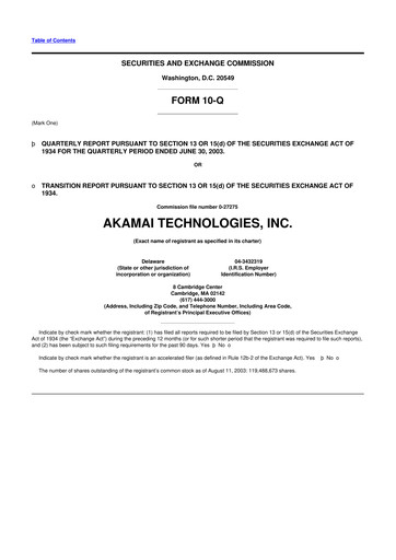 Thumbnail Akamai
 10-Q Quarterly Report FY 