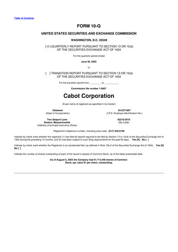Thumbnail Cabot Corporation
 10-Q Quarterly Report FY 