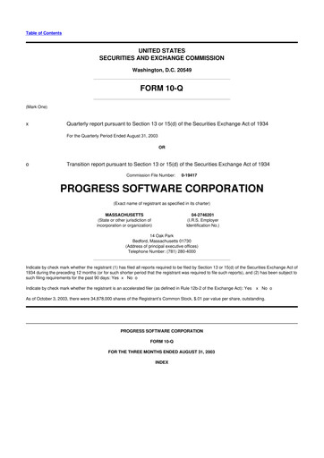 Thumbnail Progress Software
 10-Q Quarterly Report FY 