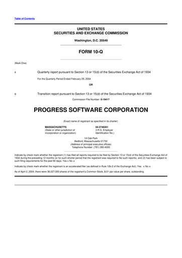 Thumbnail Progress Software
 10-Q Quarterly Report FY 