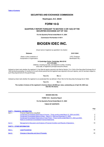 Vorschaubild Biogen 10-Q Quartalsbericht  