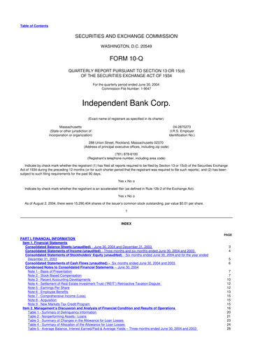 Miniature Independent Bank Corp. 10-Q Rapport trimestriel  