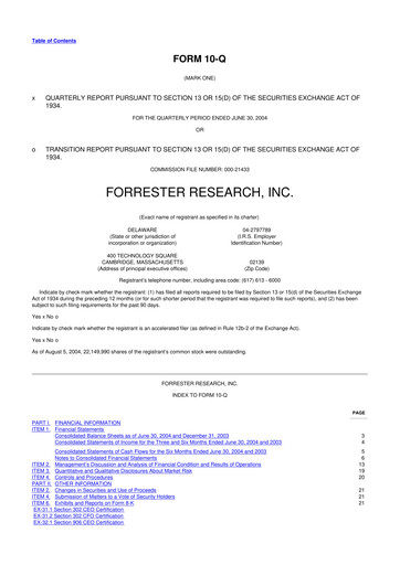 Vorschaubild Forrester Research
 10-Q Quartalsbericht  