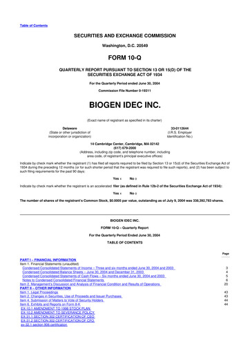 Vorschaubild Biogen 10-Q Quartalsbericht  