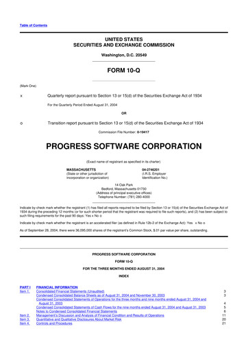 Thumbnail Progress Software
 10-Q Quarterly Report FY 