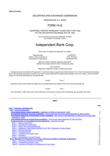 Miniature Independent Bank Corp. 10-Q Rapport trimestriel  