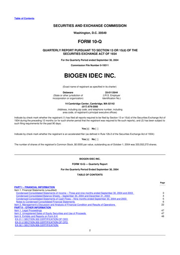 Vorschaubild Biogen 10-Q Quartalsbericht  