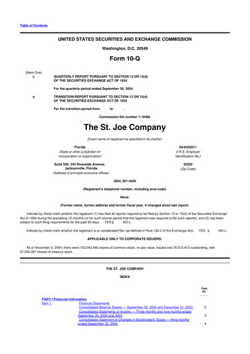 Thumbnail St. Joe Company
 10-Q Quarterly Report FY 