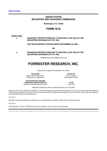 Vorschaubild Forrester Research
 10-Q Quartalsbericht  