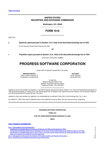 Thumbnail Progress Software
 10-Q Quarterly Report FY 