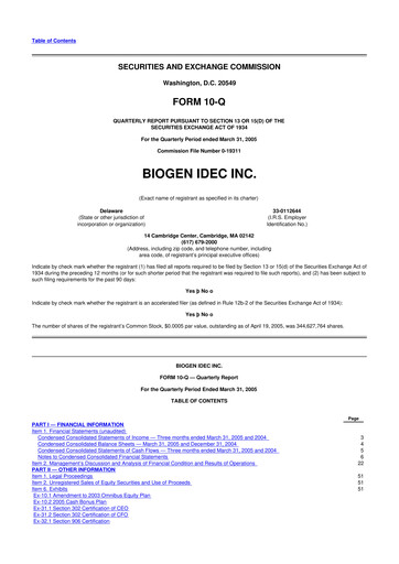 Vorschaubild Biogen 10-Q Quartalsbericht  