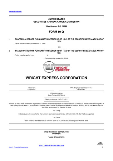 Thumbnail WEX 10-Q Quarterly Report FY 