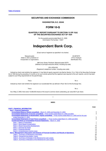 Miniature Independent Bank Corp. 10-Q Rapport trimestriel  