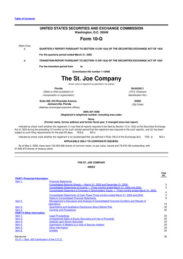 Thumbnail St. Joe Company
 10-Q Quarterly Report FY 