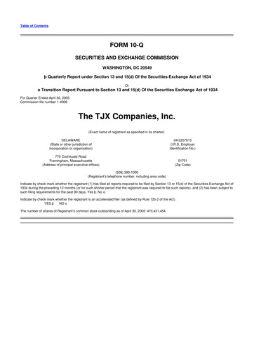 Thumbnail TJX Companies 10-Q Quarterly Report FY 