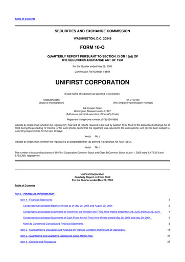 Thumbnail UniFirst 10-Q Quarterly Report FY 