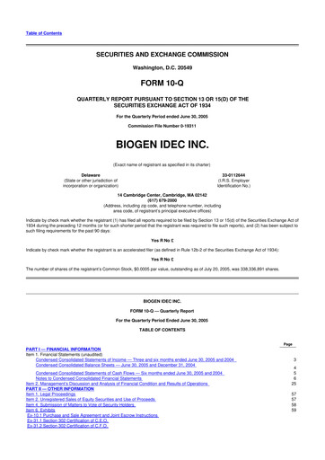 Vorschaubild Biogen 10-Q Quartalsbericht  