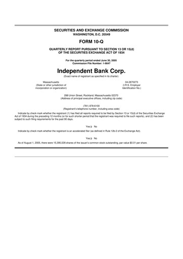 Miniature Independent Bank Corp. 10-Q Rapport trimestriel  