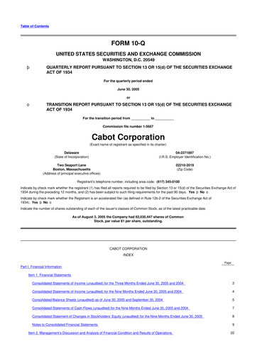 Thumbnail Cabot Corporation
 10-Q Quarterly Report FY 