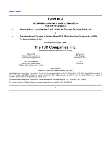 Thumbnail TJX Companies 10-Q Quarterly Report FY 