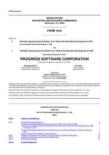 Thumbnail Progress Software
 10-Q Quarterly Report FY 
