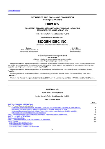 Vorschaubild Biogen 10-Q Quartalsbericht  