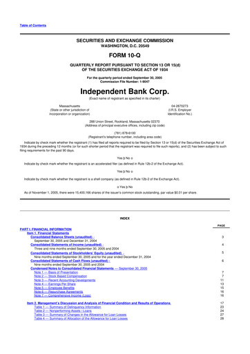 Miniature Independent Bank Corp. 10-Q Rapport trimestriel  