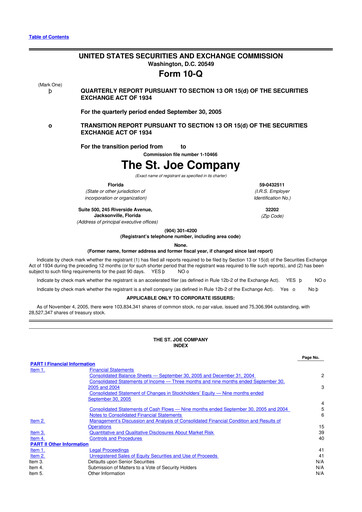 Thumbnail St. Joe Company
 10-Q Quarterly Report FY 