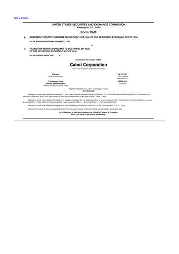 Thumbnail Cabot Corporation
 10-Q Quarterly Report FY 