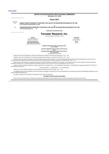 Thumbnail Forrester Research
 10-K Annual Report 