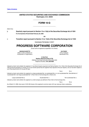 Thumbnail Progress Software
 10-Q Quarterly Report FY 