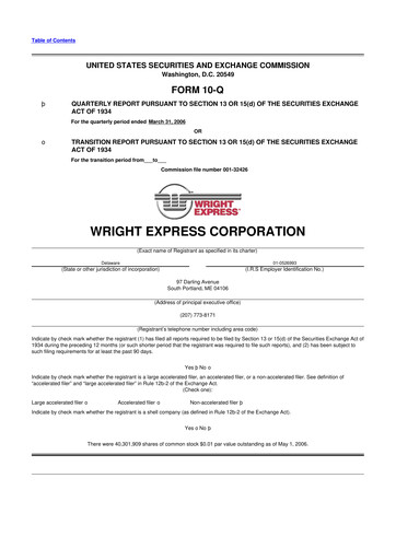 Thumbnail WEX 10-Q Quarterly Report FY 