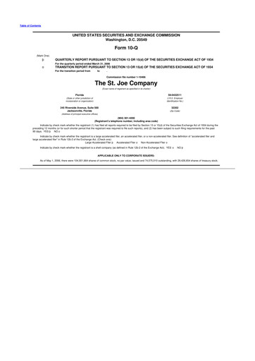 Thumbnail St. Joe Company
 10-Q Quarterly Report FY 