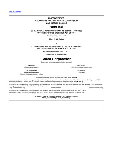 Thumbnail Cabot Corporation
 10-Q Quarterly Report FY 