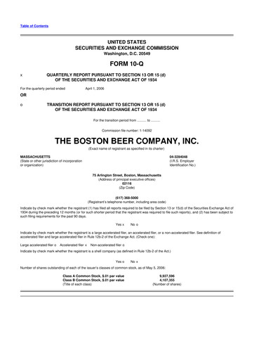 Thumbnail Boston Beer Company 10-Q Quarterly Report FY 