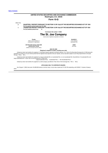 Thumbnail St. Joe Company
 10-Q Quarterly Report FY 