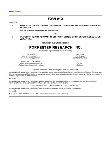 Vorschaubild Forrester Research
 10-Q Quartalsbericht  