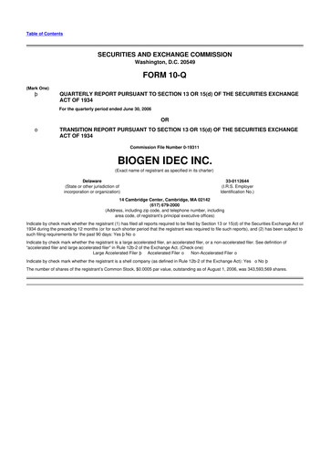 Vorschaubild Biogen 10-Q Quartalsbericht  