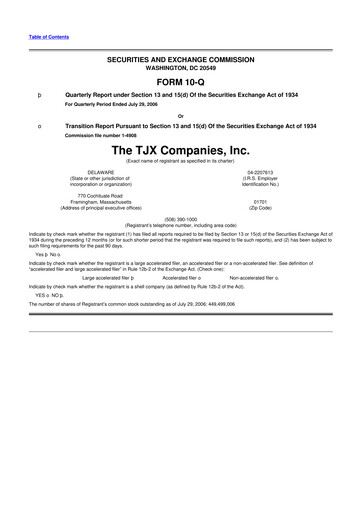 Thumbnail TJX Companies 10-Q Quarterly Report FY 