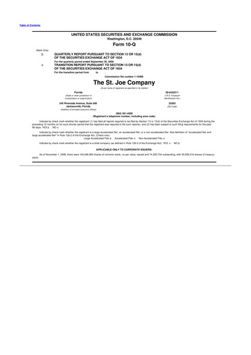 Thumbnail St. Joe Company
 10-Q Quarterly Report FY 