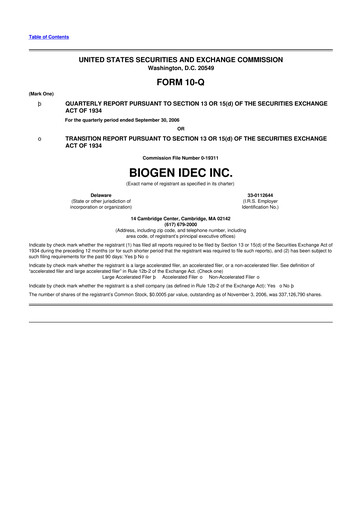 Vorschaubild Biogen 10-Q Quartalsbericht  