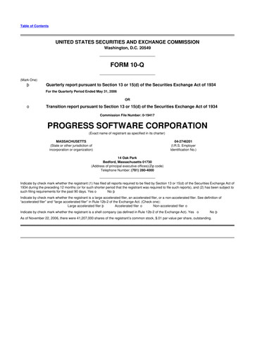 Thumbnail Progress Software
 10-Q Quarterly Report FY 
