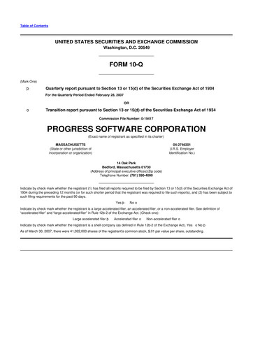 Thumbnail Progress Software
 10-Q Quarterly Report FY 