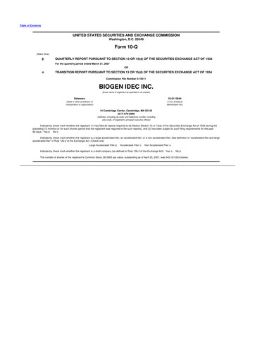 Vorschaubild Biogen 10-Q Quartalsbericht  