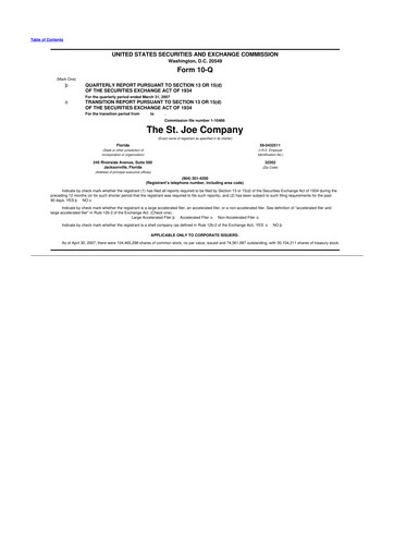 Thumbnail St. Joe Company
 10-Q Quarterly Report FY 