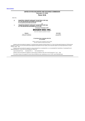 Vorschaubild Biogen 10-Q Quartalsbericht  