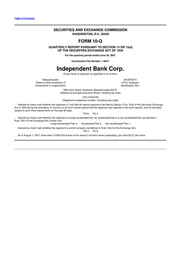 Miniature Independent Bank Corp. 10-Q Rapport trimestriel  